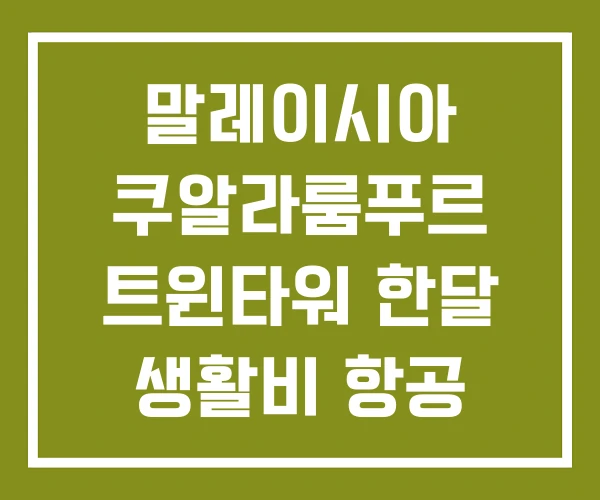 말레이시아 쿠알라룸푸르 트윈타워 한달 생활비 항공